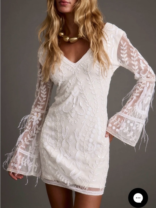 Dresses & Skirts - Larisa white printed sequin long sleeve dress